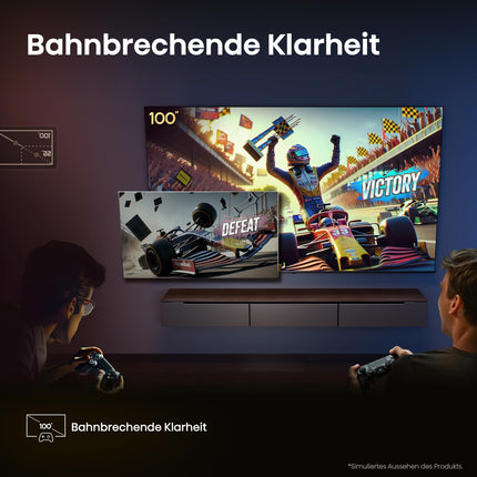 Hisense 100U7KQ (100-tolline) 4K Mini LED ULED HDR nutiteler, Quantum Dot, 144Hz, HDMI 2.1, Game Mode Pro, Dolby Vision IQ ja Atmos, Bluetooth, sisseehitatud Alexa, antratsiithall