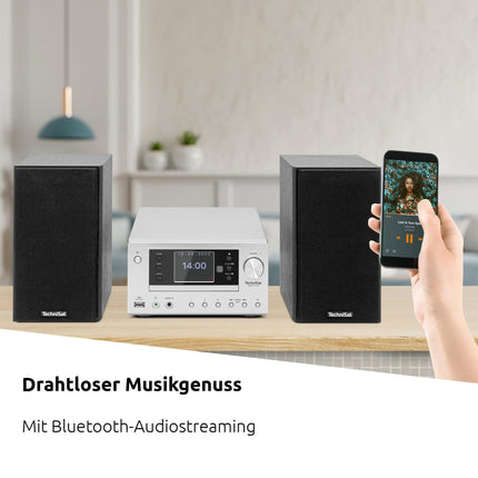 TechniSat VIOLA 710 CD IR - kompaktne hi-fi süsteem (internetiraadio, DAB+, FM, CD-mängija, Bluetooth, 2x 20-vatise RMS-stereokõlari, kõrvaklapipesa, äratuskell, unetaimer, kompaktne süsteem, kaugjuhtimispult)
