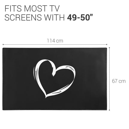 kwmobile 49-50" TV Cover - Indoor TV Screen Protector Cover - TV Screen Dust Cover - Heart Brush White Black