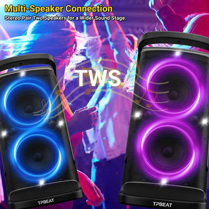 TPBEAT Bluetooth Speaker Large, Party Box, 160W Powerful, Loud Sound, Deep Bass, Large Bluetooth Music Box with LED Light Show, Fast Charging, 15h Battery, TF, AUX, EQ, for Party, Backyard1