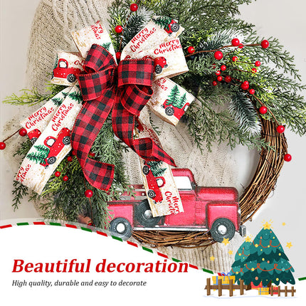 40cm Christmas Door Wreath, Red Truck Christmas Wreath Artificial Christmas Decorations Farmhouse Wall Wreath for Carmine Window Christmas