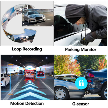 CAMECHO peegliga autokaamera tahavaatekaameraga 4,5-tolline ekraan Full HD 1080P, topeltkaamera autole, peegel auto eest ja tagant, super öine nägemine DVR-silmussalvestusega