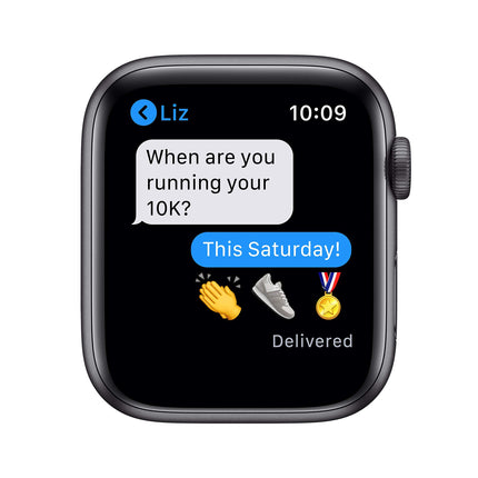 Apple Watch Series 6 (GPS + Cellular, 44MM) Space Gray Aluminum Case with Black Sport Band (Refurbished)