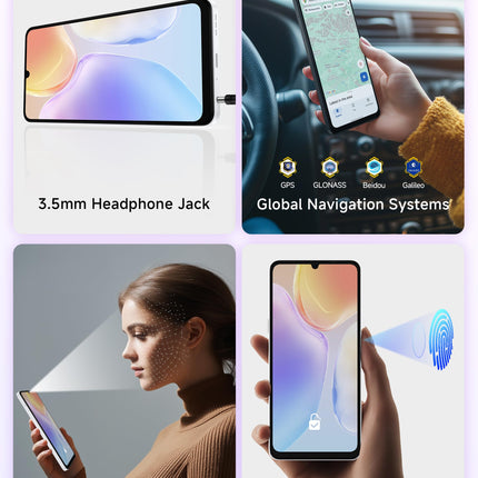 Ulefone Note 20 Pro nutitelefonid Android 14.0, 6,75-tolline HD+ ekraan, 256 GB mobiiltelefon, lukustamata, 6000 mAh aku, kahe SIM-kaardiga FM Face ID, taskukohane, valge