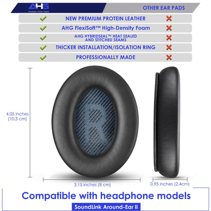 Bose SoundLink Around-Ear 2 kõrvaklappide vahetuskõrvapadjad - tähtedega 'L' ja 'R' ning õige värvi ja kujuga lõngaga (SLAE2, must)