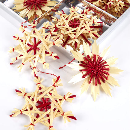 HEITMANN DECO Christmas tree decorations - straw pendants, 16-piece set - Christmas tree decorations made of natural material, 16-piece Christmas tree pendant set
