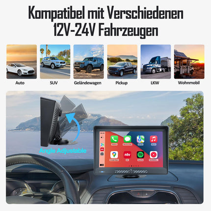 TOUTBIEN kaasaskantav Android autoraadio, 9-tolline juhtmevaba CarPlay ja Android Auto koos armatuurlauaga, 2 GB + 32 GB salvestusruumi, tsükkelsalvestus, võrgus ja võrguühenduseta navigatsioon, Bluetooth, peegli link, FM, päikesesirm