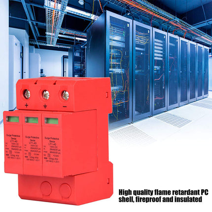 Surge protection device, hybrid inverter, DC surge protection arrester PV surge protection DC, 3P 3.0KV DC power protector arrester device for lightning protection (3p40ka)