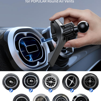 YOSH autotelefonihoidja magnetiga ümmarguse õhutusava jaoks, universaalne lisatarvik, mis ühildub Mercedes-Benz A/B/C/E/V-klassi, GLA/GLB/GLC/GLE/GLK/EQB/Sprinteriga, magnetiline autotelefonihoidja metallplaadiga