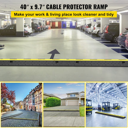 Happybuy Rubber Cable Protector Ramp Speed ​​Bumps 2-Channel 3Pack