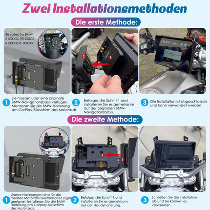 2025. aasta Carpuride W502B mootorratta Carplay ekraan BMW R1200GS R1250GS S1000XR mootorrattale, 5-tolline veekindel puuteekraan, kaasaskantav Carplay/Android Auto, GPS-navigatsioon, kahekordne Bluetooth