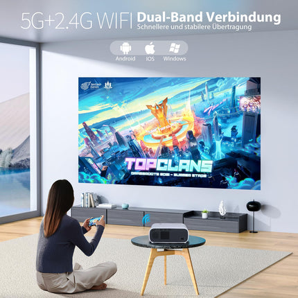 2025. aasta uus suure jõudlusega projektor, toetab Switchi ja PS5-te ilma viivituseta, projektor WiFi ja Bluetoothiga, 20 000 luumenit 4K tugi, Full HD 1080P eraldusvõime (kõrge heledusega versioon)