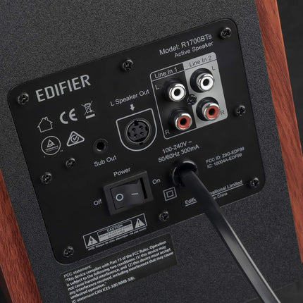 Edifier R1700BTs aktiivkõlarid - Bluetooth v5.0, 2.0 juhtmevabad lähivälja stuudiokõlarid - 66w RMS subwooferväljundiga - puidust korpus, pruun