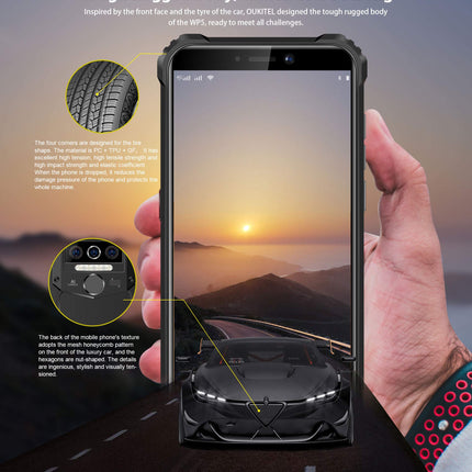 OUKITEL WP5 (2020) 4G Outdoor Smartphone without Contract, 8000mAh Battery, 4 LED Flash, Rugged Phone IP68, MTK6761 4GB + 32GB, 13MP + 2MP + 2MP, Android 9.0, Face ID, GPS WiFi Orange