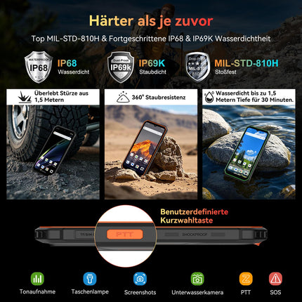 Blackview BV4800SE Andriod 15 Outdoor Handy Ohne Vertrag, 12GB+64GB/2TB TF, Gemini AI 90Hz 6.56" Display Outdoor Smartphone Ohne Vertrag, 16MP+8MP Octa-Core NFC, IP69K Buastellenhandy