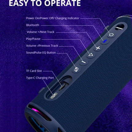 Tronsmart T7 Lite Bluetooth Speaker with Dual Drivers, Powerful Bass, 24W Wireless Portable Speaker with LED Light, IPX7 Waterproof, Stereo Sound, 24h Playtime, Music Box for Parties, Outdoors