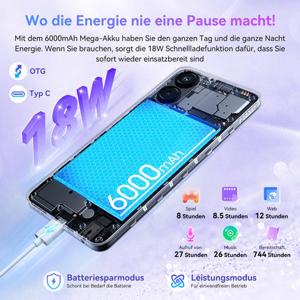 Blackview 2025 mobiiltelefon ilma lepinguta 16GB+128GB, 6000mAh, 50MP, nutitelefon ilma lepinguta odav 6.75" 2.0Ghz kaheksatuumaline, ekraan 4G kahe SIM-kaardiga mobiiltelefonid, sõrmejäljelugeja/näotuvastusega/GPS/OTG