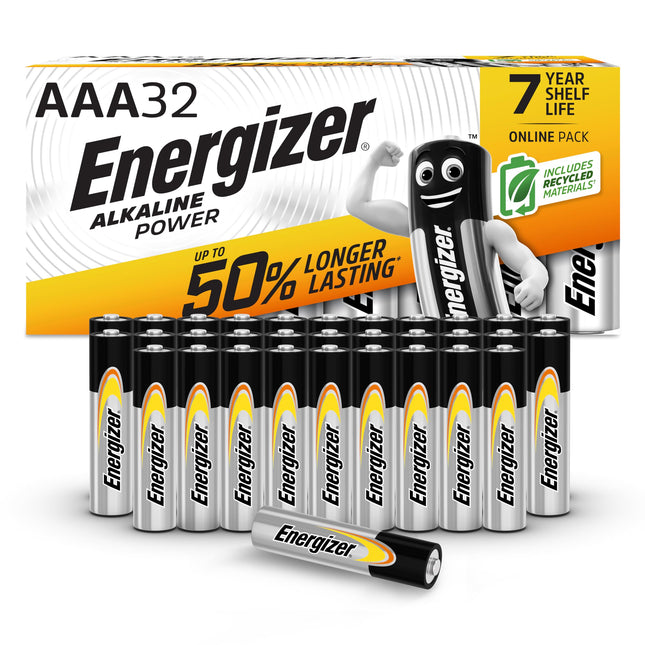 Energizer Alkaline Power AAA patareid (32 tk pakis) - suure jõudlusega 1,5 V patareid - patareid koju ja kontorisse - 100% plastikvaba taaskasutatav pakend - 7-aastane säilivusaeg [ainult Amazonis]