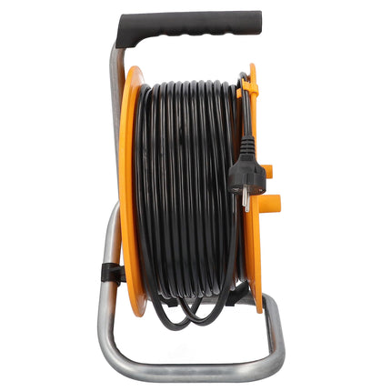 as - Schwabe kaablirull 50 m - 4 sisseehitatud pistikupesa - ülekuumenemiskaitse - seisupidur - 230V/16A/3500W - kaablijuhik - valmistatud Saksamaal - IP20 - oranž, 11481