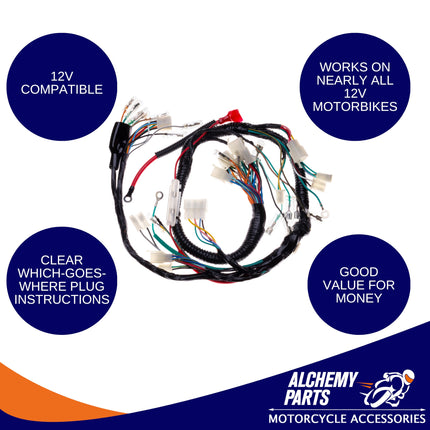Universal Motorcycle Wiring Harness Loom Kit Cable Bicycle Scooter Quad ATV Moped