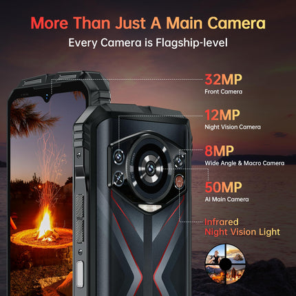 DOOGEE S118 Outdoor Smartphone Android 14 (2024), 20GB RAM+512GB ROM Outdoor Mobile Phone Without Contract, 10800mAh(33W) Construction Site Phone, 6.58” FHD+ 120Hz, 50MP+12MP Night Vision, G99/ IP68/ IP69K/ 4G Dual SIM/NFC