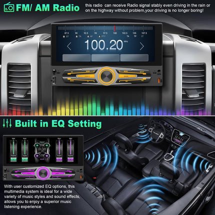 [Uuendus] Ühe DIN-pesaga autoraadio CarPlay ja Android Auto funktsioonidega, 6,8-tolline HD IPS-puuteekraan, autoaudio vastuvõtja peakomplekt toetab Bluetooth 5.2, FM/AM, SWC, Mirrorlink, USB Type-C laadimine + tahavaatekaamera
