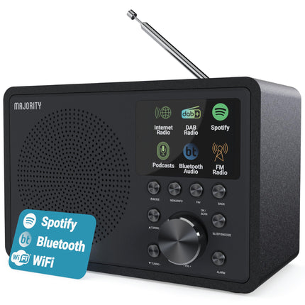 Internet radio Wi-Fi | DAB+ radio with Bluetooth | DAB Plus radio kitchen radio | Internet Wi-Fi with DSP speaker | Digital radio | Frontier Oktiv app remote control | MAJORITY Touro