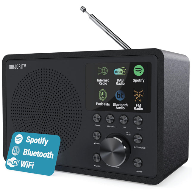 Internetiraadio WiFi | DAB+ raadio Bluetoothiga | DAB Plus raadio köögiraadio | Interneti WiFi DSP kõlariga | Digitaalraadio | Frontier Oktiv rakenduse kaugjuhtimispult | MAJORITY Touro