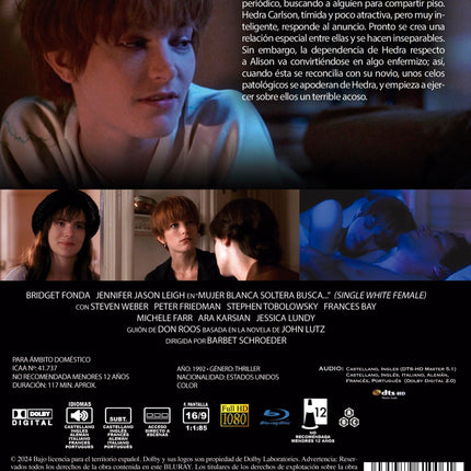 Single, Young, and Female Seeking... (1992) Blu-Ray Spanish Import with German Audio, Bridget Fonda, Jennifer Jason Leigh, Single White Female
