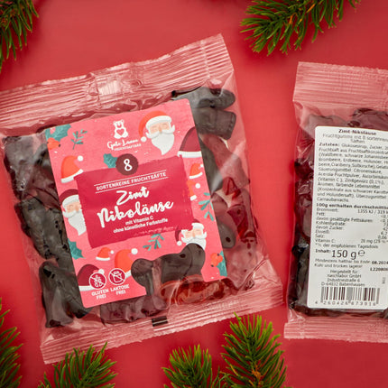 naschlabor x Good Mood Christmas Fruit Juice Bear | Single-variety fruit juices | No artificial colors or flavor enhancers | Gluten- and lactose-free (Cinnamon Santas) 23x150g