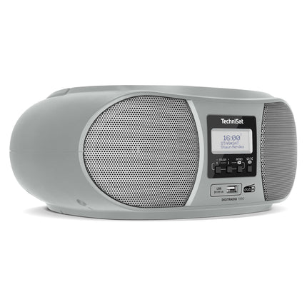 TechniSat DIGITRADIO 1990 - Stereo Boombox with DAB+/FM Radio and CD Player (Bluetooth Audio Streaming, Headphone Jack, USB, AUX In, Charging Function, Clock, 2 x 1.5 Watt Output Power) Silver