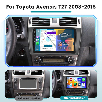 Hikity 2+64G autoraadio ja navigatsioonisüsteem Toyota Avensis T27 2008-2015 autole koos juhtmevaba Carplay, Android Auto Mirror Linki, 9-tollise puutetundliku ekraaniga Android 13 raadio, WiFi, GPS, Bluetooth, FM, RDS EQ, SWC tahavaatekaameraga