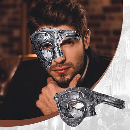 Cupimatchi maskide kostüüm meeste maskeraadimask: Maskeraadimask Vintage Steampunk Metal Robot Veneetsia mask Festivali pühadepeokleit meestele