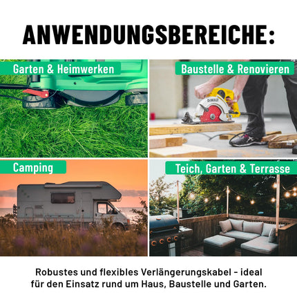 greate 2fach Verlängerungskabel 10 Meter aussen - Verlängerungskabel außen wasserdicht IP44-2 Fach Mehrfachsteckdose Verlängerung für Aussenbereich 10m 3500 W, Outdoor Extension Cord Waterproof
