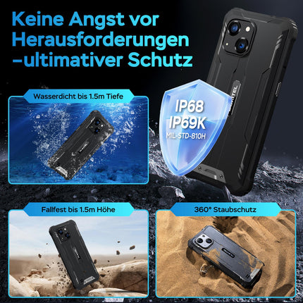 OUKITEL WP32Pro Outdoor Smartphone Without Contract, Android 14 Octa-Core Cheap Mobile Phone, 6300mAh Battery, 6" HD+ Display, 24GB+256GB Mobile Phone 4G, IP68 Waterproof, 5+20MP Camera, Dual SIM, OTG-Orange