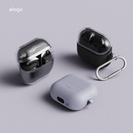 elago Compatible with Samsung Galaxy Buds 3 Case &amp; Galaxy Buds 3 Pro Case, Duo Case with Carabiner, Premium Silicone + TPU Case, Wireless Charging, Earphone Accessories, for Men, for Women (Taupe)