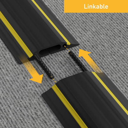 D-Line floor cable bridge FC83H with plug connection, floor cable duct, modular manufactured hose bridge suitable floor cable cover, floor cable duct 83x14mm wide, 1.8m long black/yellow