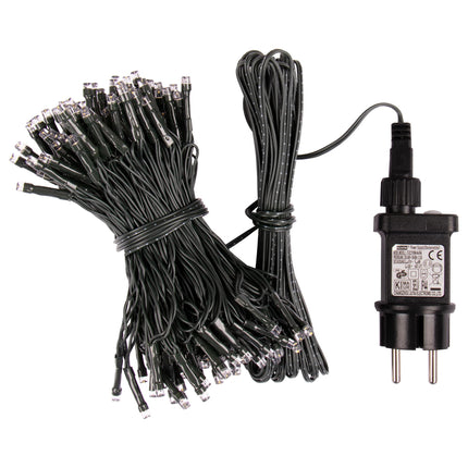 Idena 31869-2 - 2-osaline LED-valguskett 200 kuldkollase LED-iga, õues ja siseruumides kasutamiseks, 8-tunnise taimerifunktsiooni ja trafoga, umbes 29,9 m pikk, peokaunistuseks, jõulukaunistuseks