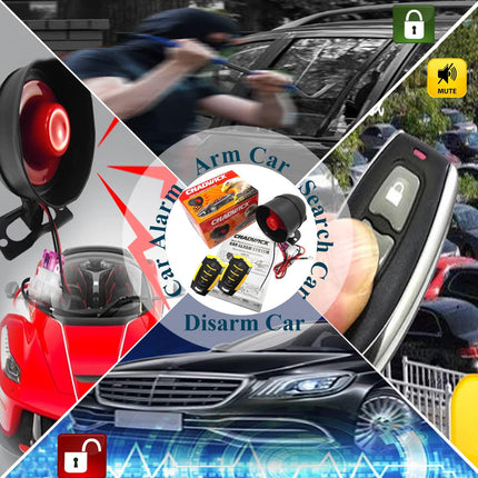 Autosignaali alarm, universaalne autoalarmi kaitsesüsteem 2 kaugjuhtimispuldiga, 12V seadmele, 7-tasemeline tundlikkus, vargusvastane (CW-8182)