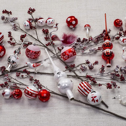 Set of 6 decorative balls (Ø 7 cm) made of mouth-blown glass for Christmas tree