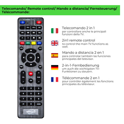 Digiquest kahe tuuneriga digitaalne maapealne vastuvõtja, DVB-T2, Full HD, väike väljaanne, videosalvesti, must