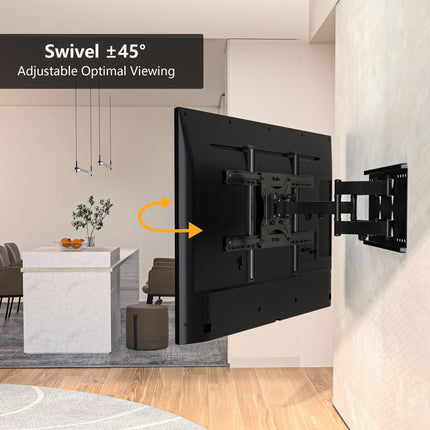BONTEC TV seinakinnitus, pööratav ja kallutatav, 37-80-tollistele kumeratele LCD/LED-teleritele, täisliikumisega - kandevõime 65 kg - VESA 100x100-600x400