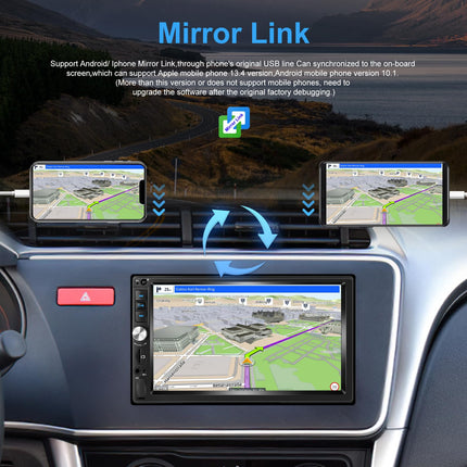 CAMECHO autoraadio 2 DIN juhtmega Carplay/Android Auto-ga, topelt-DIN autoraadio peegliühendusega Bluetooth handsfree-süsteem 7-tolline ekraan, raadio, FM, USB, AUX ja tahavaatekaamera