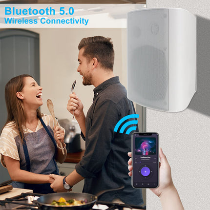 Herdio 6,5-tolline 400-vatine Bluetooth-kõlar õue, veekindel, aeda, terrassile, restorani (valge)