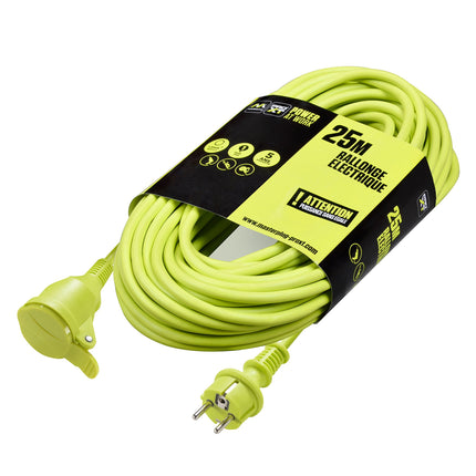 Masterplug pikenduskaabel 25 m, IP44 kaabel aia ja ehitusplatsi pikendusega, 16 A kuni 3000 W, roheline kaabel 3 G1,5 mm²