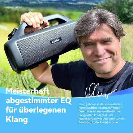 EarFun UBOOM X Bluetooth kõlar, 80W bass, JumboBass tehnoloogia, Oluv EQ, 30-tunnine aku, IP67 veekindel ja tolmukindel, RGB tuled, Musicbox Bluetooth, akupank, BT 5.3, kaasaskantav kõlar peoks