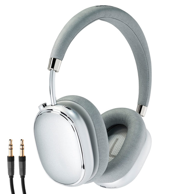 MEDION E62474 kõrvaklapid ANC-ga (juhtmevabad, Bluetooth, aktiivne mürasummutus, mikrofon, käed-vabad funktsioon, laetav aku, USB-C) hõbedased
