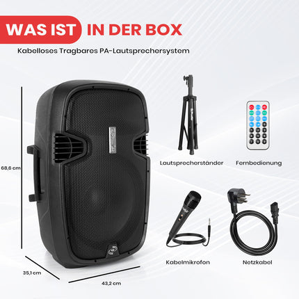 Pyle subwoofer, aktiivne + passiivne subwoofer – Bluetooth kõlar: aktiivne ja passiivne subwoofer, bassikast koos mikrofoniga, aktiivkõlari kaugjuhtimispult ja alus, 1500 W muusikasüsteem