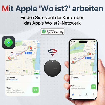 MiLi MiTag võtmeleidja Apple Find My rakendusele (ainult iOS), võtmeleidja, Bluetoothi ​​nutikas jälgimissilt pagasi/juhtmeta/kottide jaoks, IP67 veekindel, vahetatav aku, 4 tk pakis