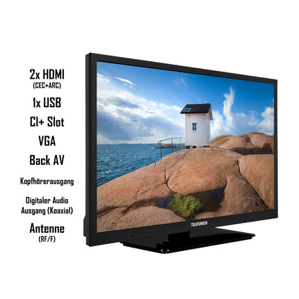 TELEFUNKEN XH24SN550MVD 24-inch TV/Smart TV (HD Ready, HDR, Triple Tuner, 12 Volt, DVD Player) - 6 Months HD+ Included [2023], Black